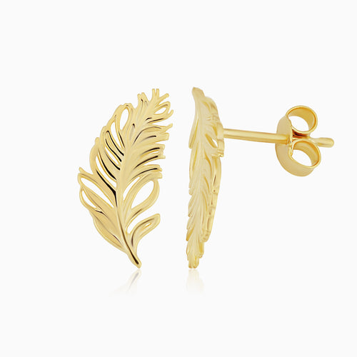 Fine as A Feather Studs-10k Solid Gold